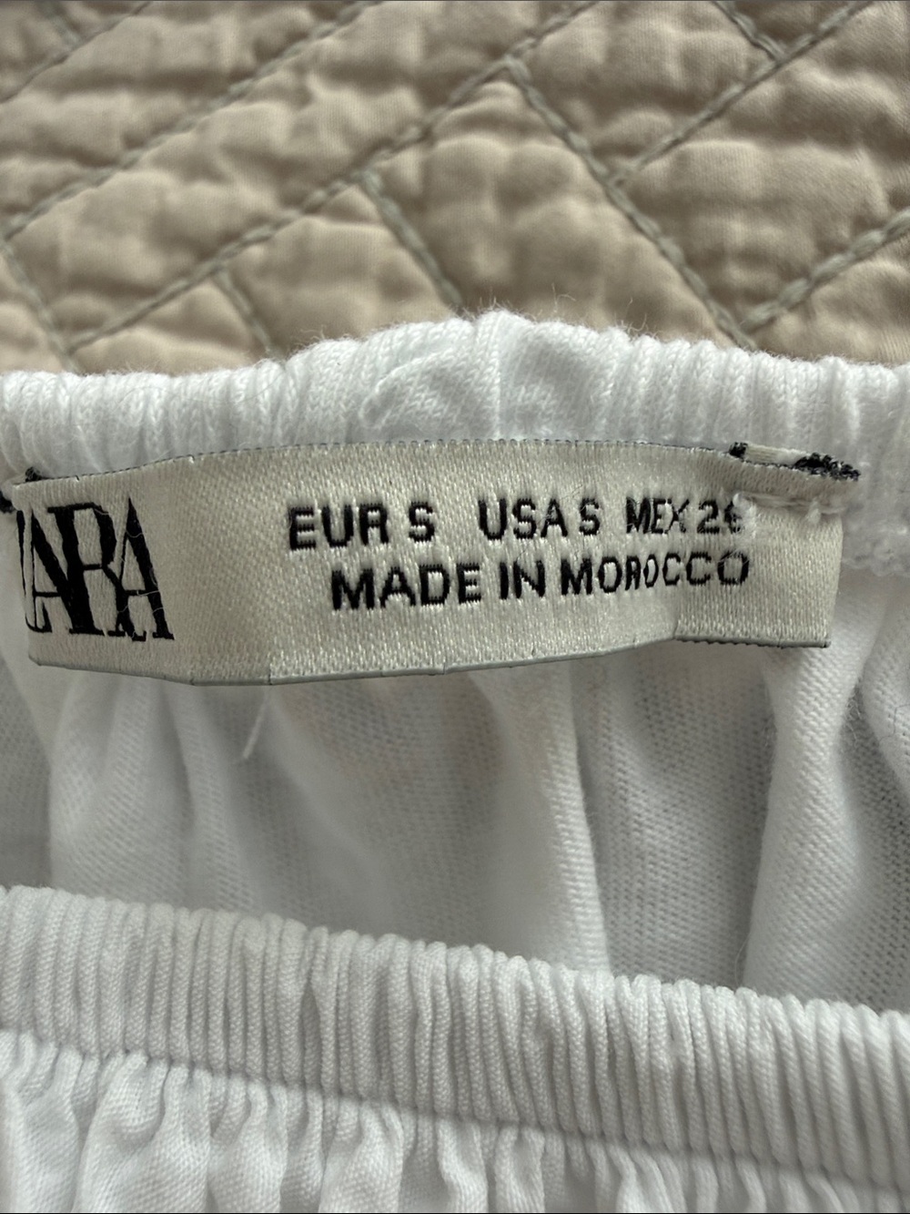 Zara White Off-the-Shoulder Puff Sleeve Crop Top size S boho coastal summer - Picture 8 of 10